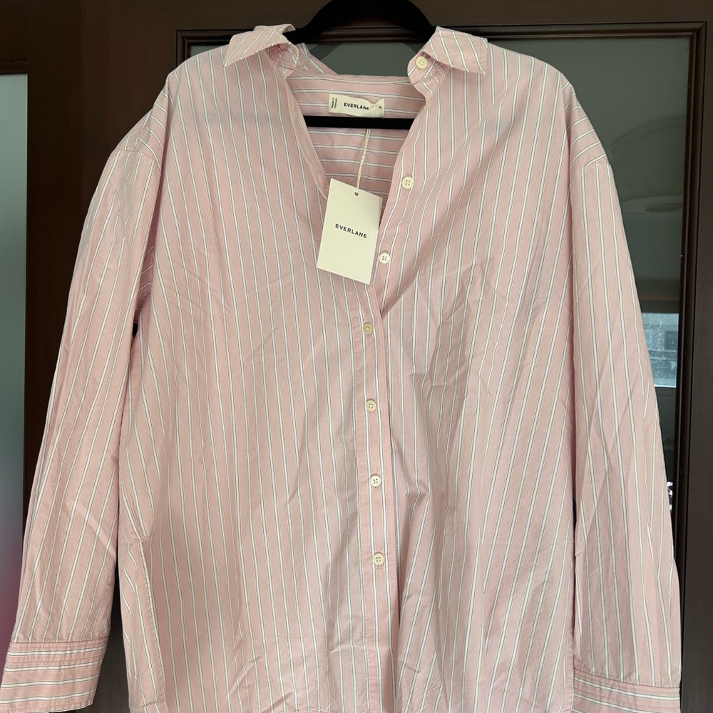 EVERLANE Pink Stripe Women’s Button-Up Shirt